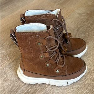 Sorel Brown Kids Boots with White Soles